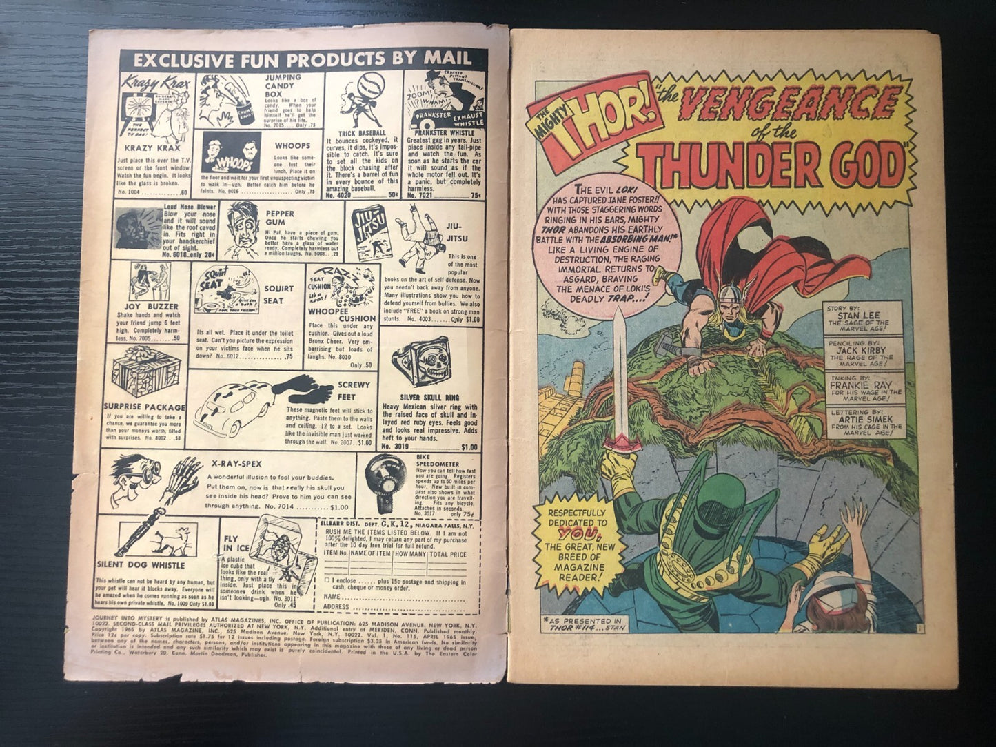 1965 Marvel Key Comic Book Journey Into Mystery Mighty Thor 115 Loki Origin Good