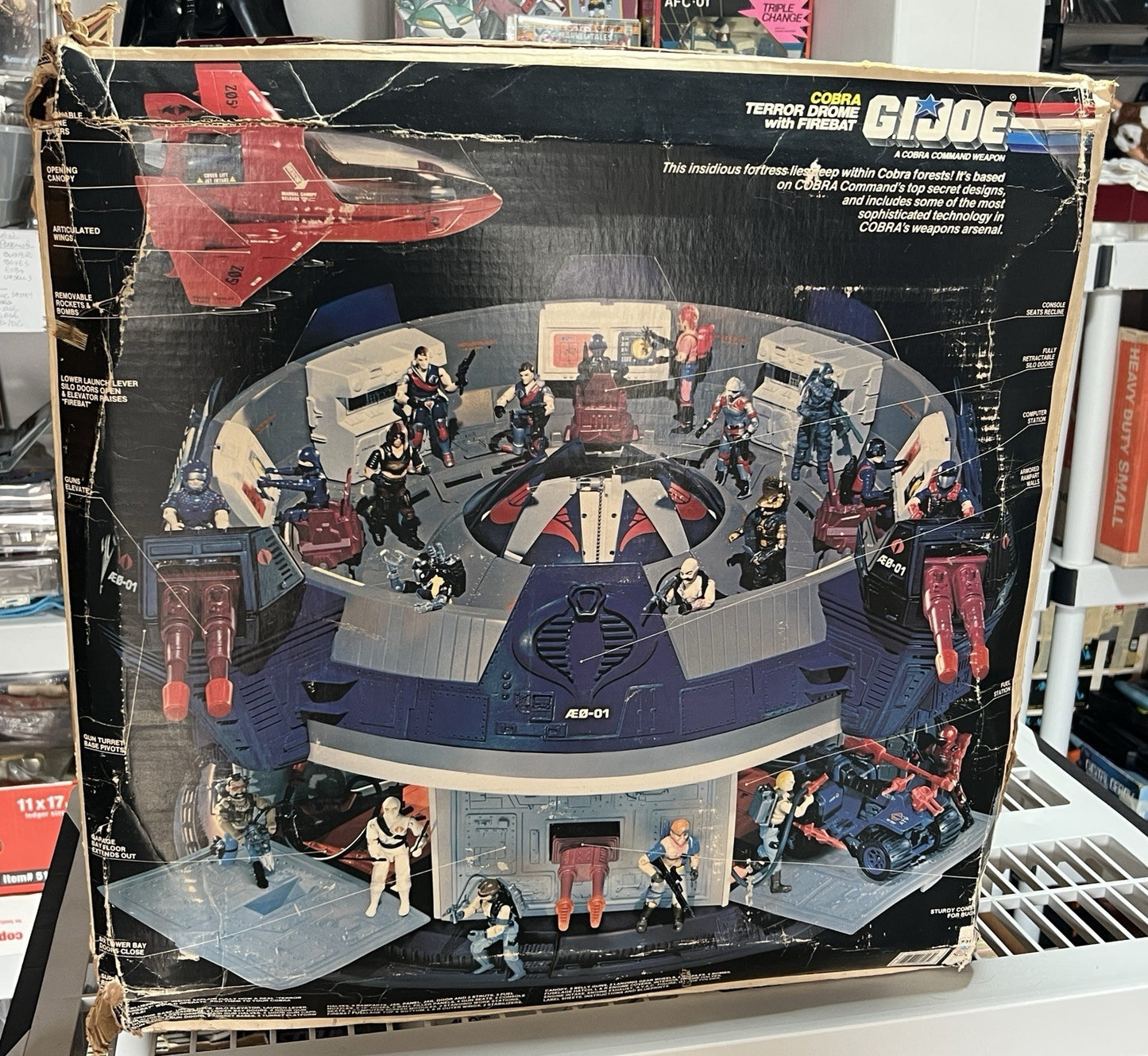 GI Joe Cobra Terror Drome 100% Complete+Box Firebat AVAC Action Figure Blueprint