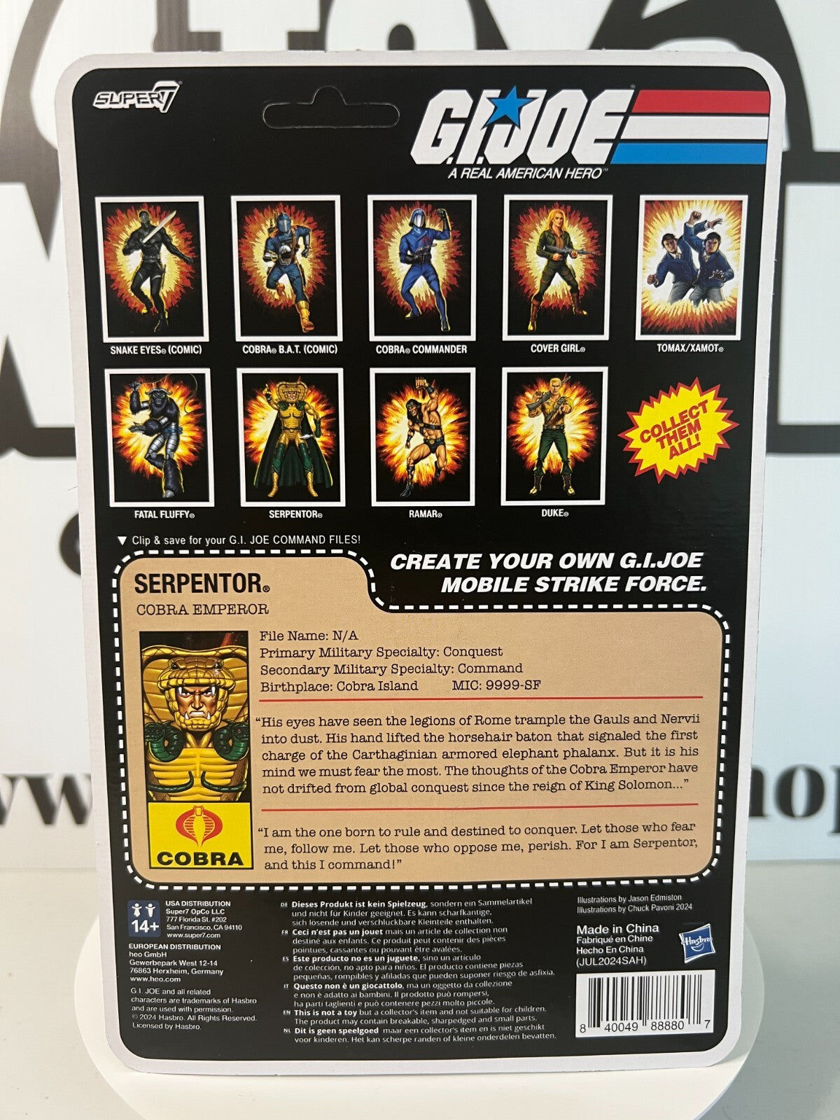 Cobra Serpentor Emperor Super7 Reaction+ GIJoe Vintage Style Action Figure MOMC