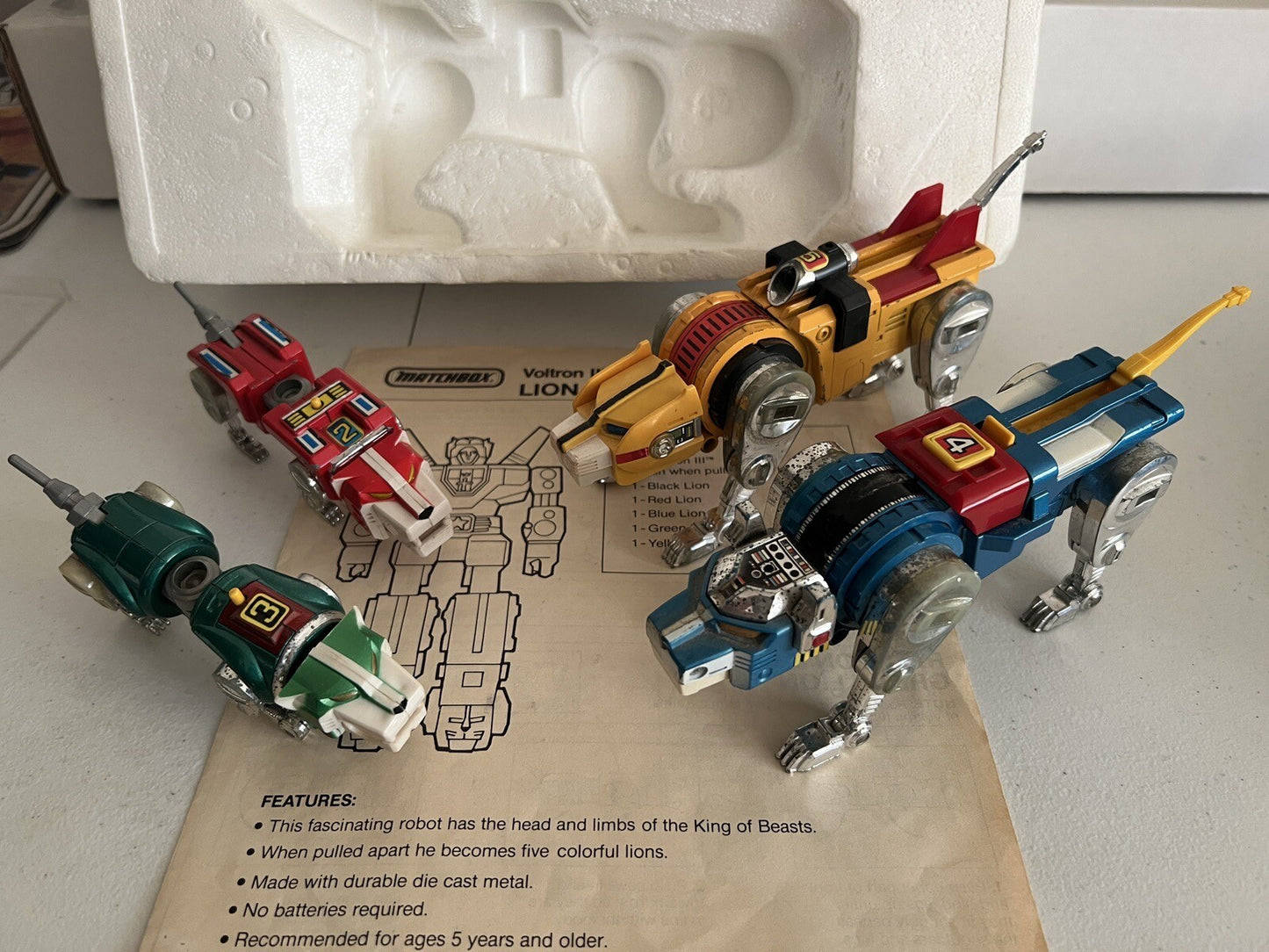 Voltron Lion Force Bandai Popy Godaikin Matchbox Die Cast Deluxe Lion Set In Box