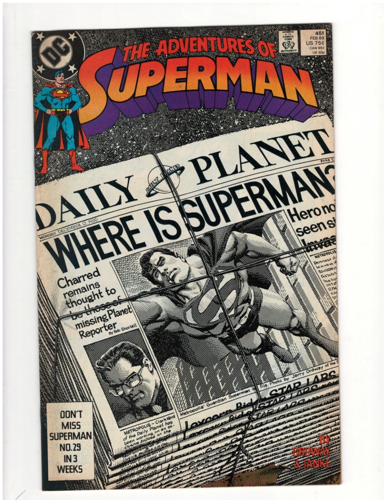 Adventures of Superman #451 DC Comic Book Man of Steel Krypto Good Condition