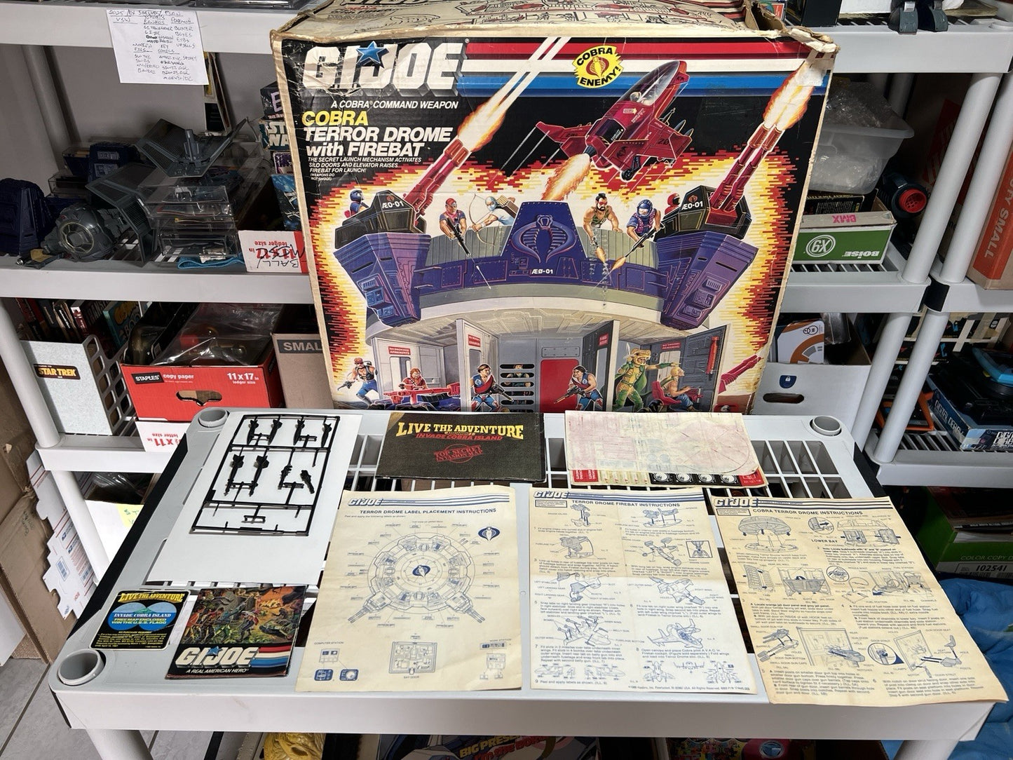 GI Joe Cobra Terror Drome 100% Complete+Box Firebat AVAC Action Figure Blueprint