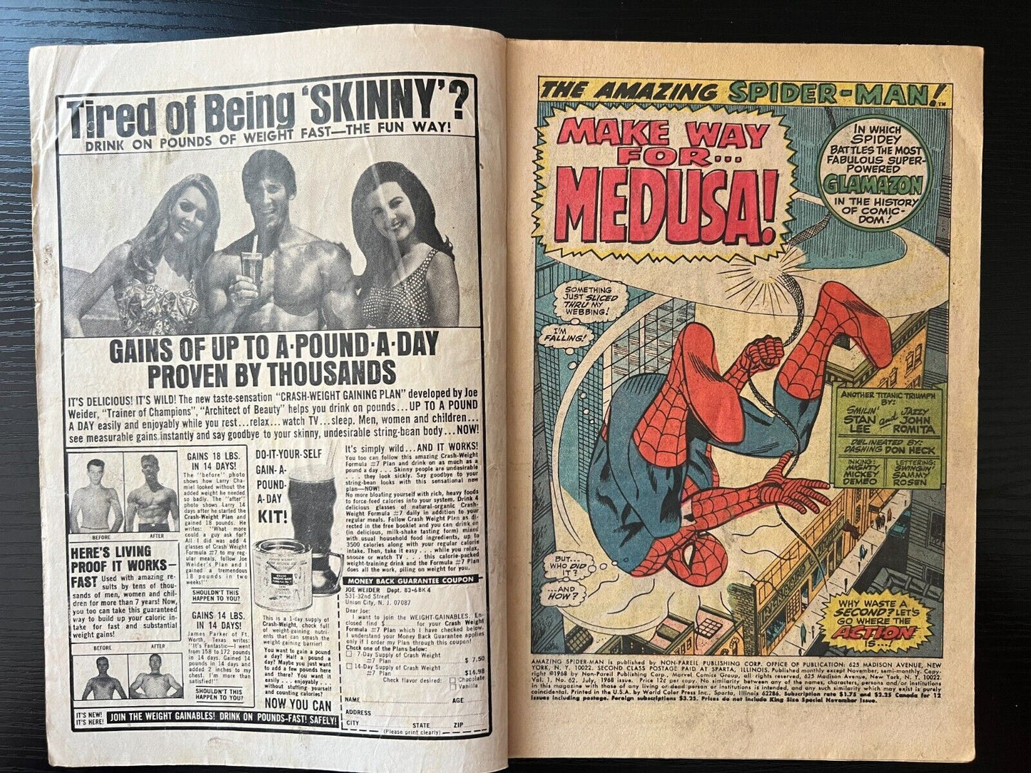 1968 Marvel Key Comic Book Amazing Spider-Man Issue #62 Medusa App Fair Shape