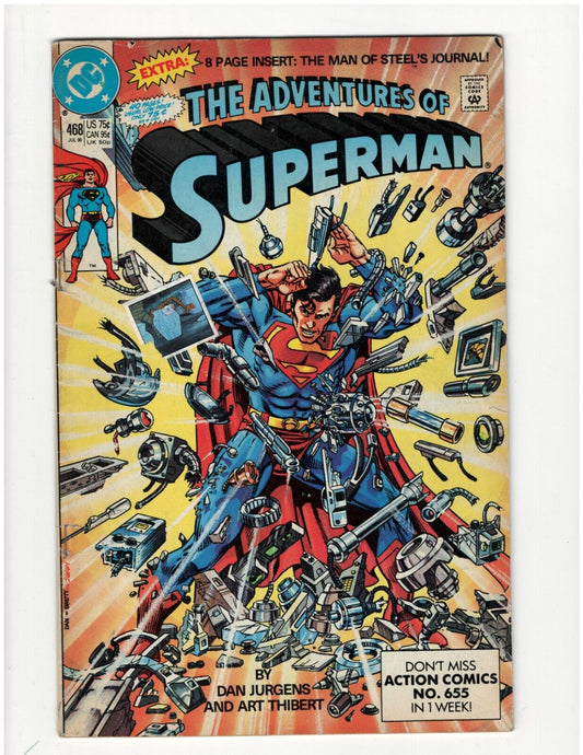 Adventures of Superman #468 DC Comic Book Man of Steel Krypto Good Condition