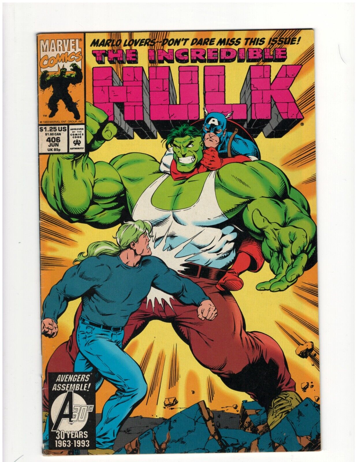 Incredible Hulk #406 Non Key Comic Book Avengers Bruce Banner Good Condition