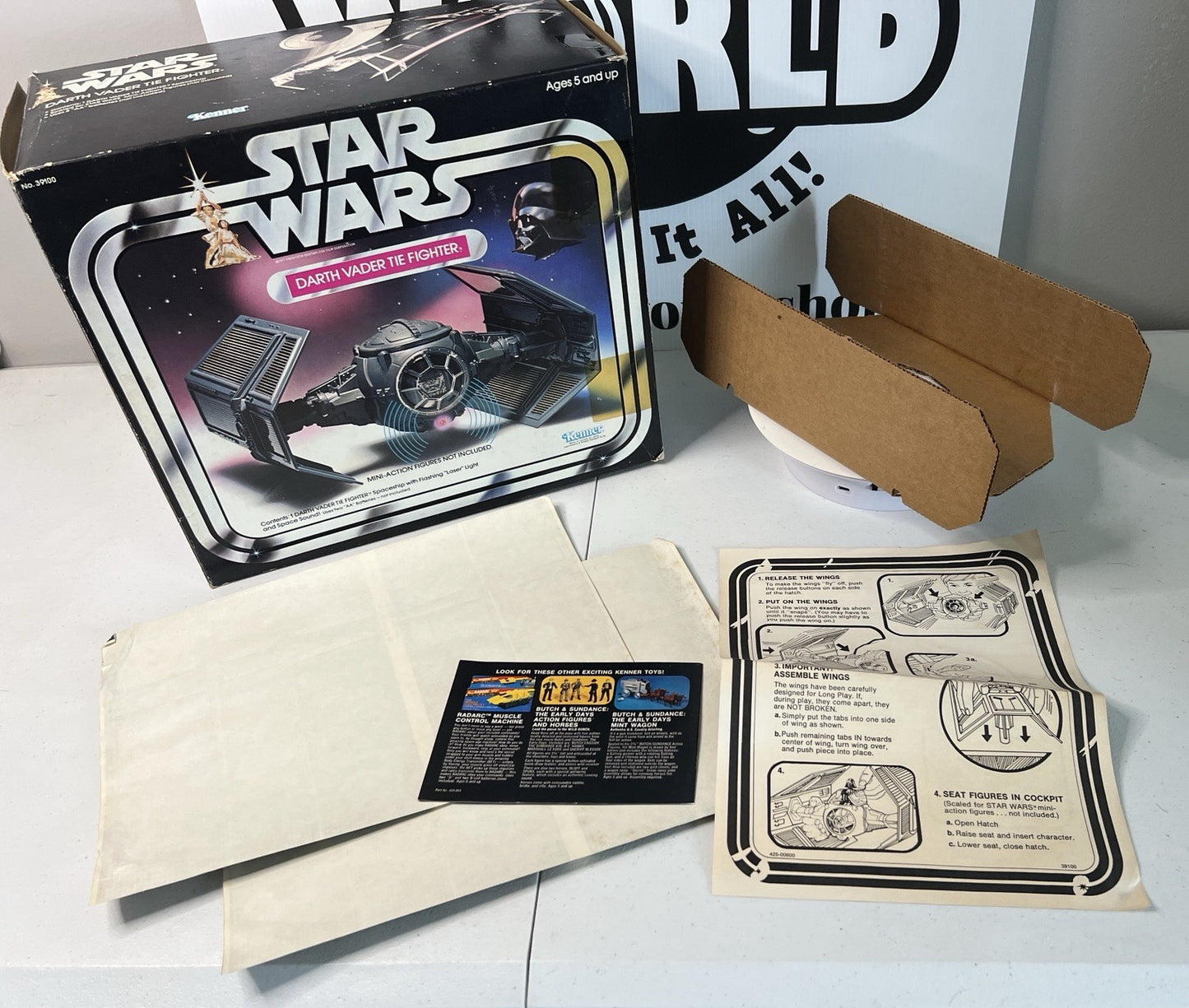 Star Wars Darth Vader Tie Fighter Complete Kenner Unused Contents MIB 1978