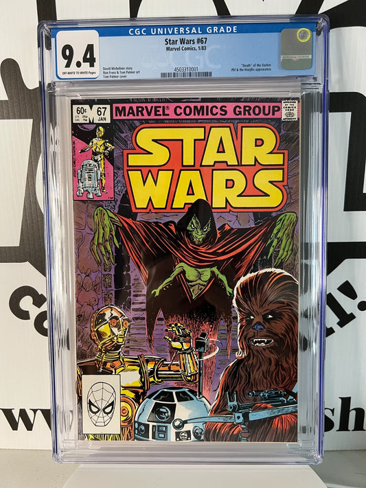 Star Wars #67 Marvel Key Comic Book Death Of The Darker CGC Graded 9.4 Near Mint