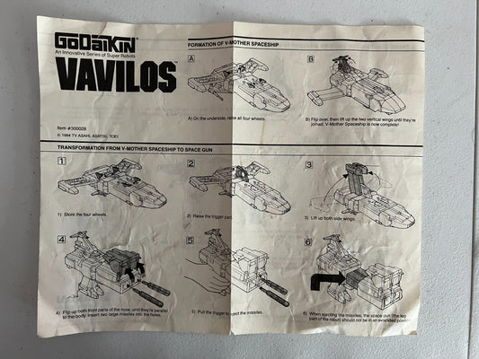 1984 Bandai Chogokin GoDaiKin Vavilos Transformer Robot Instruction Sheet Fair
