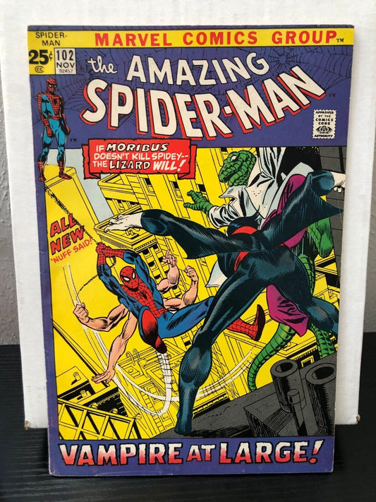 1971 Marvel Key Comic Book Amazing Spider-Man #102 2nd Morbius App Origin VG