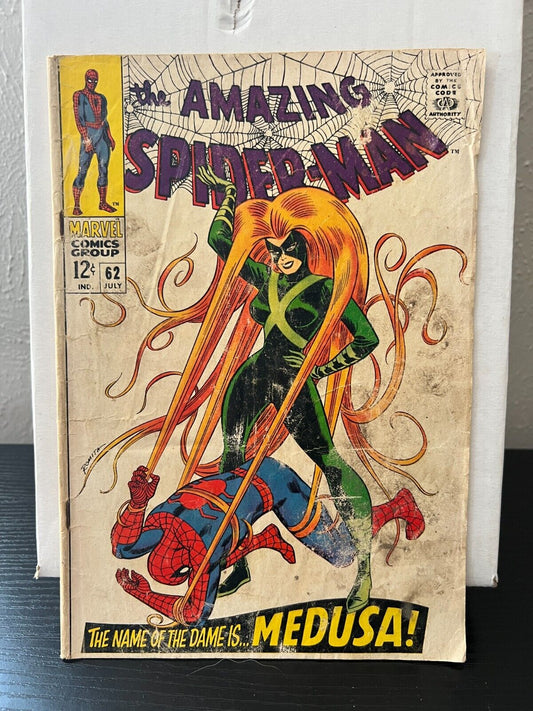 1968 Marvel Key Comic Book Amazing Spider-Man Issue #62 Medusa App Fair Shape