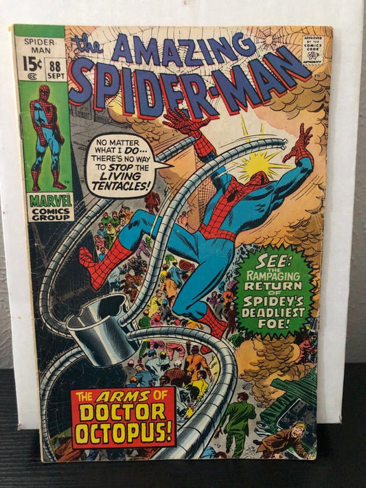 1970 Marvel Key Comic Book Amazing Spider-Man Issue #88 Doctor Octopus App VG