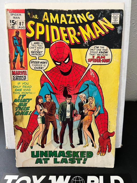 1970 Marvel Key Comic Book Amazing Spider-Man Issue #87 1st MJ Gwen Cover Poor